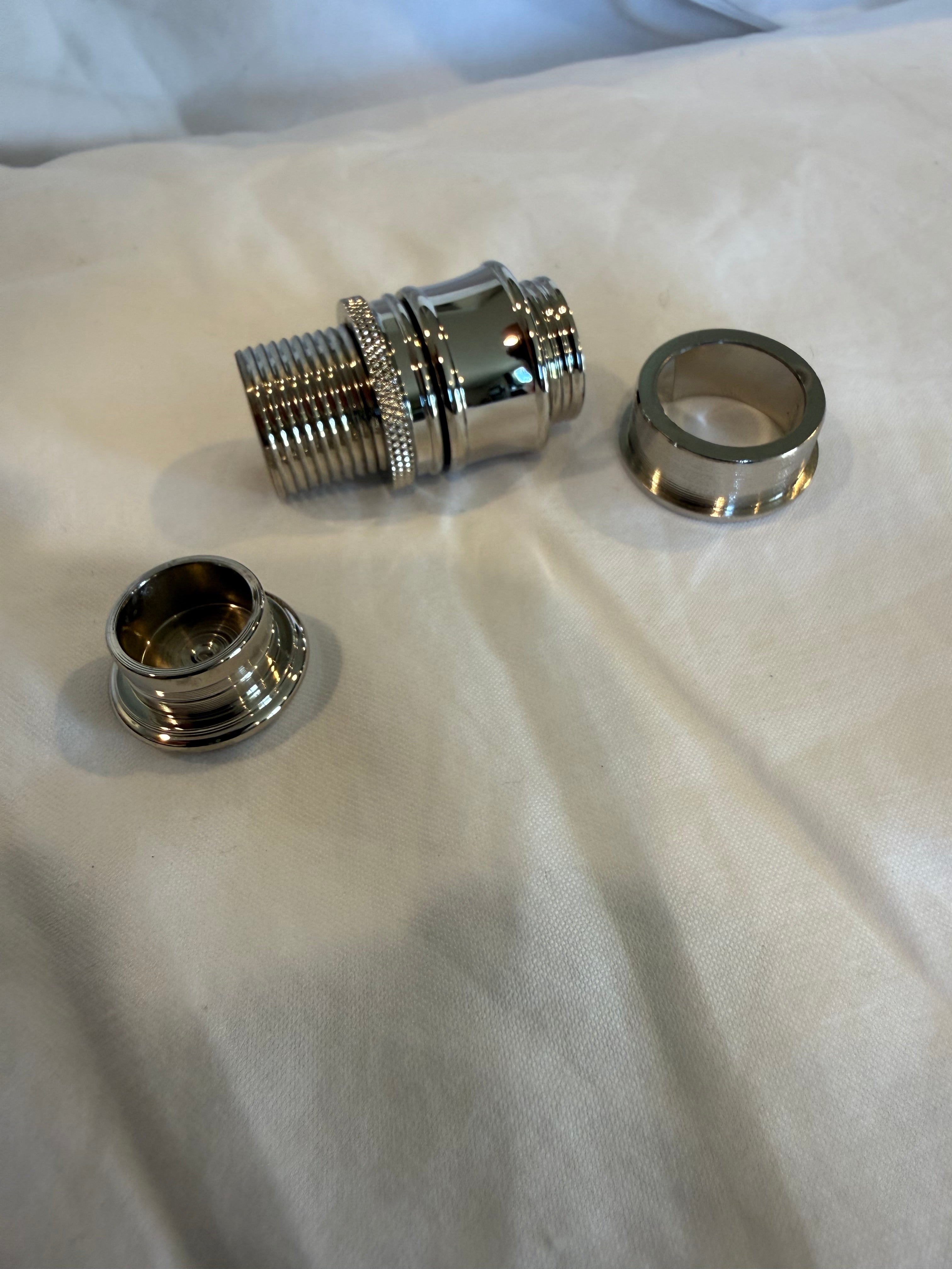 Bright nickel uplocking skeleton fly reel seat