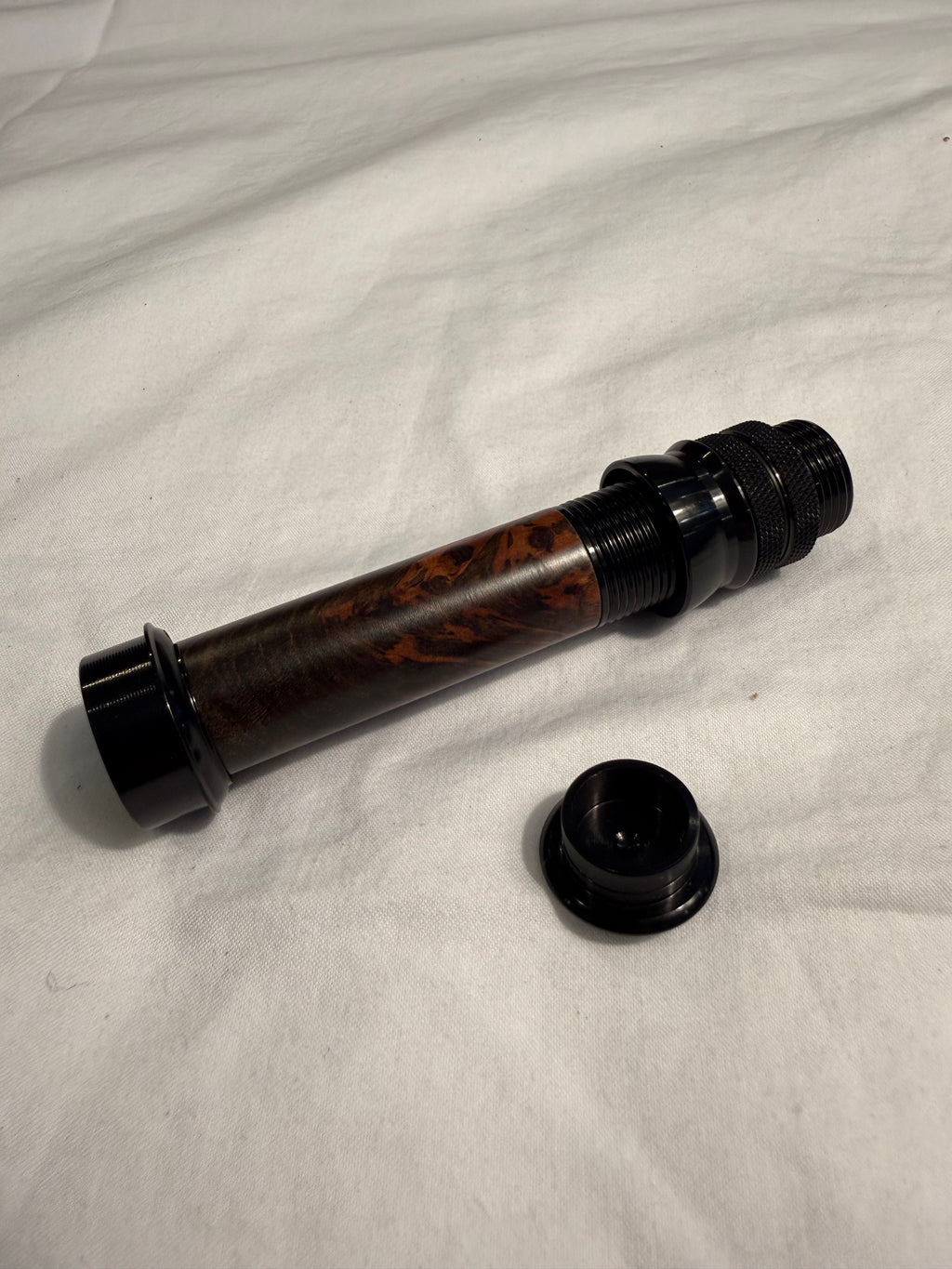 Aluminum Uplocking Fly Reel Seat with Dark Burl Wood Insert