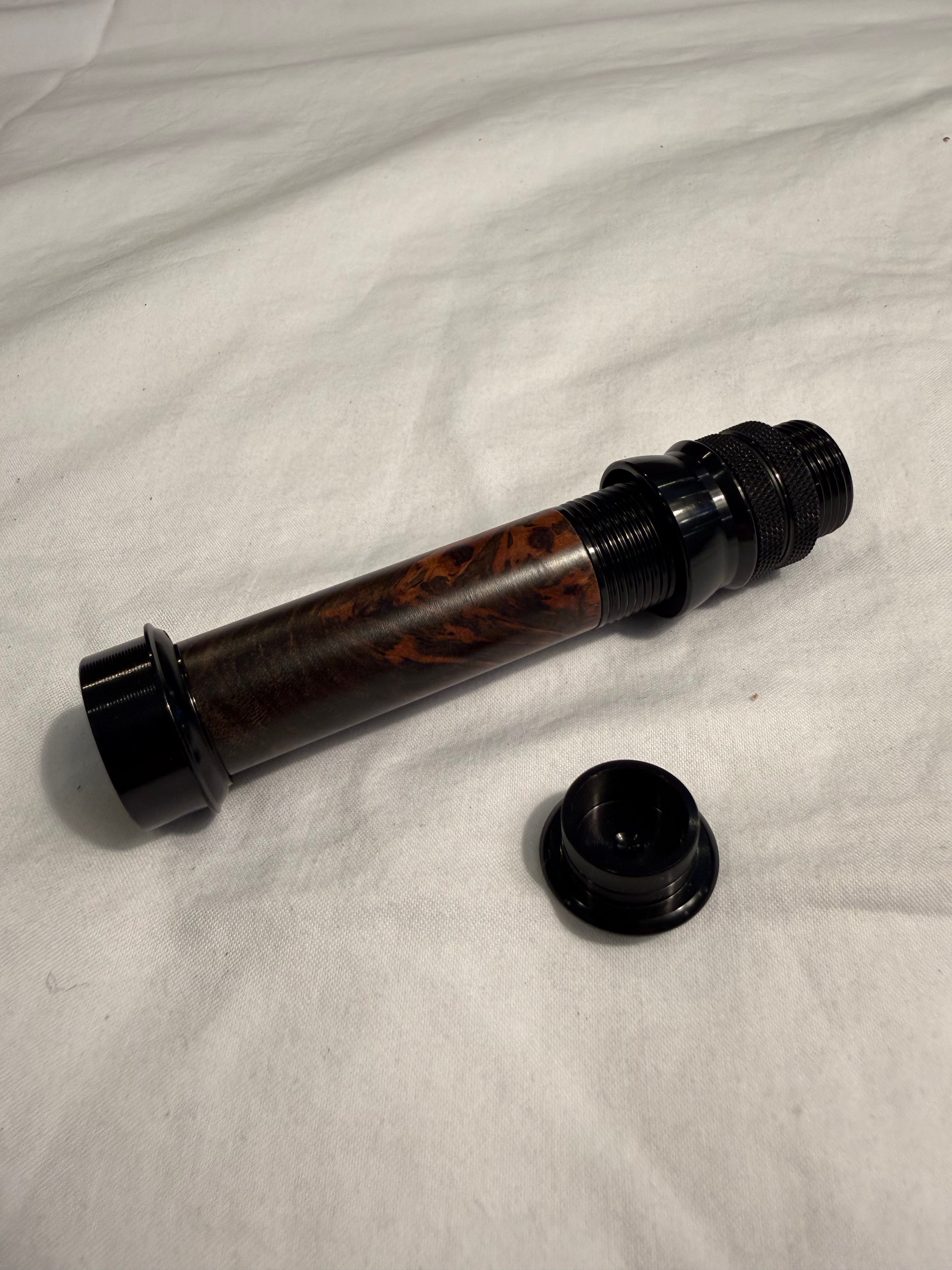 Aluminum Uplocking Fly Reel Seat with Dark Burl Wood Insert