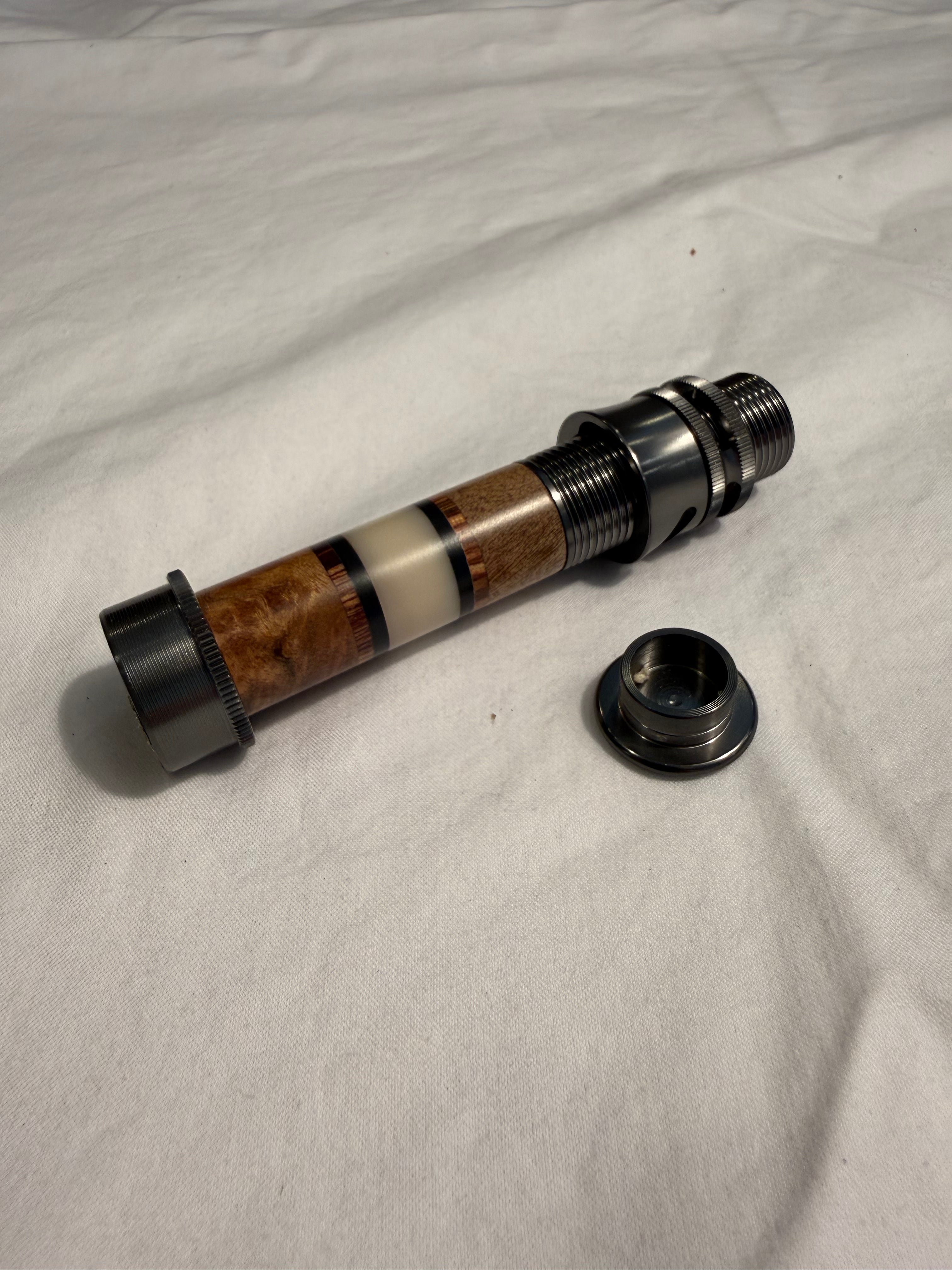 Aluminum Uplocking Fly Reel Seat with Multi-Colored Burl Wood Insert