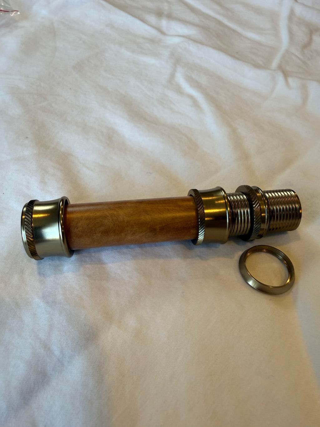 Aluminum Down Locking Fly Reel Seat with Light Burl Wood Insert