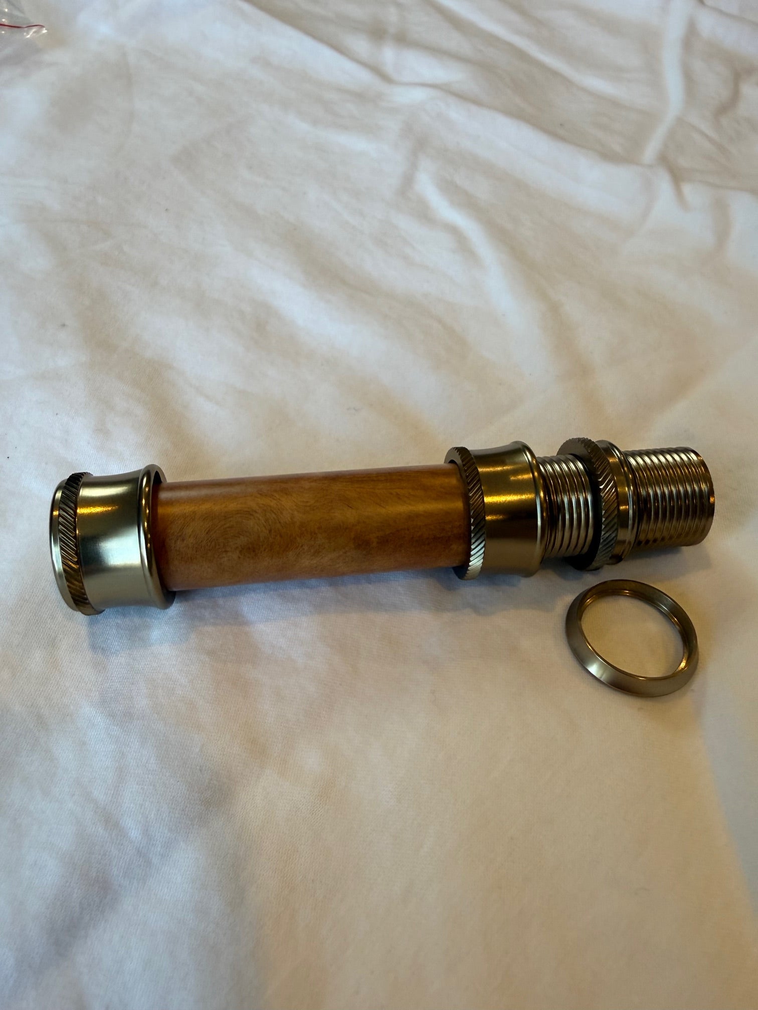 Aluminum Down Locking Fly Reel Seat with Light Burl Wood Insert