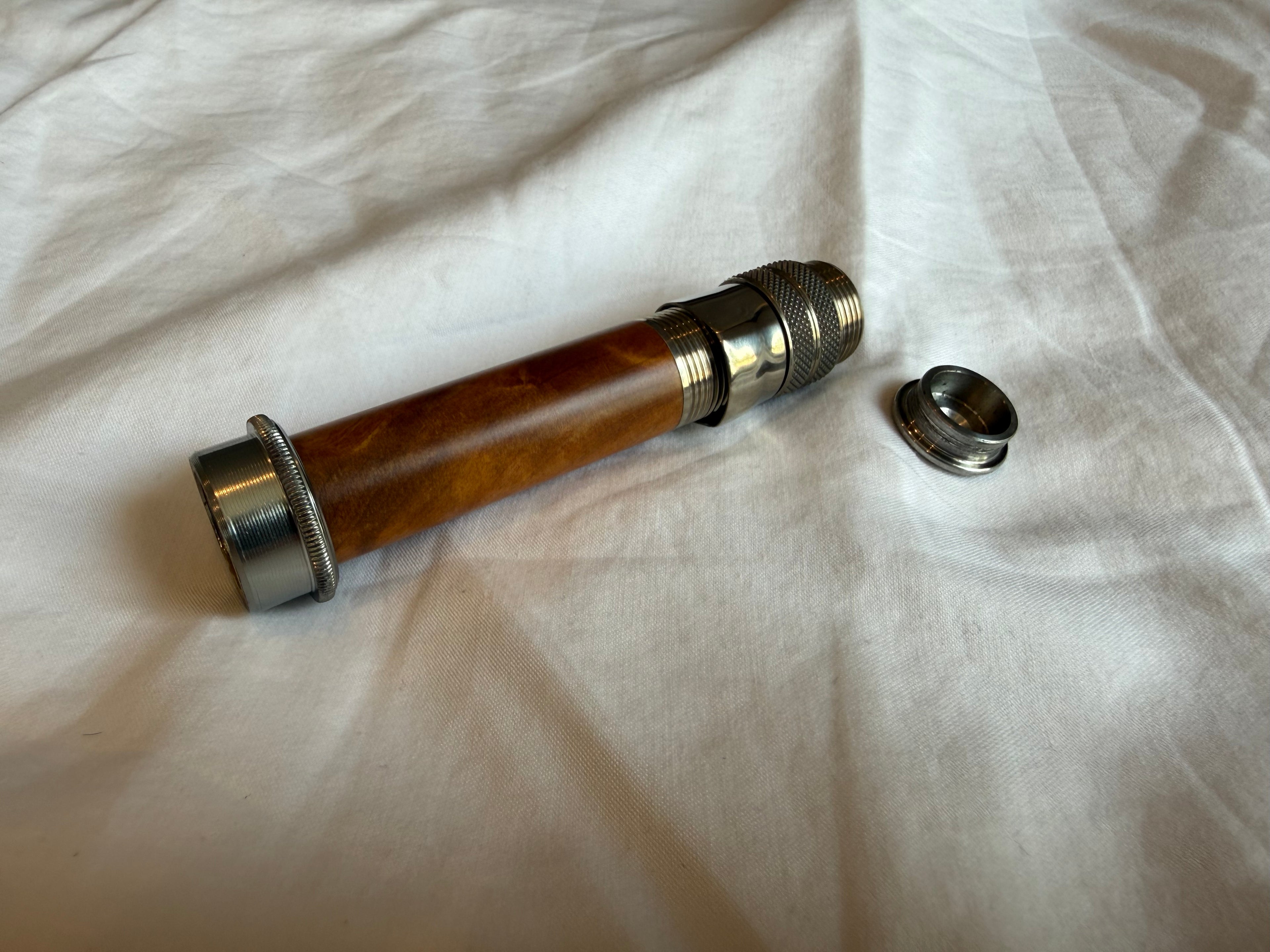 Nickel Silver Uplocking Fly Reel Seat with Burl Wood Insert