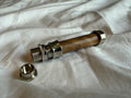 Uplocking fly reel seat in nickel finishes with burl wood insert